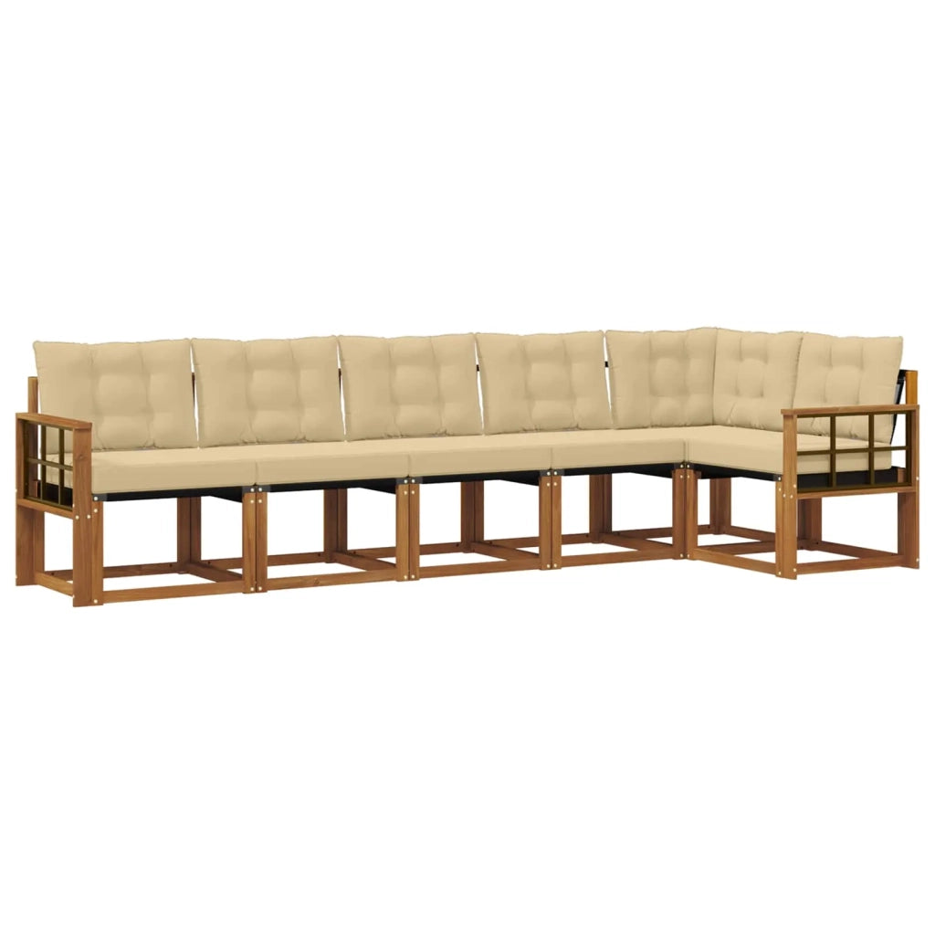 Set di divani da esterno con cuscino 6 pcs Naturale e Beige 3368720
