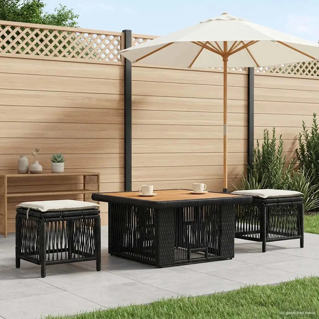 Set da Pranzo per Giardino 3 pcs Beige e Crema polyrattan 42026747