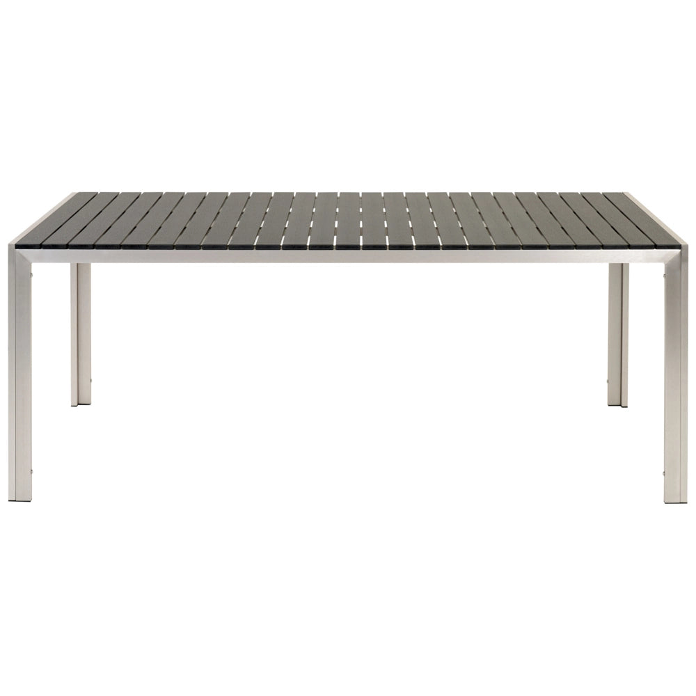 Set da Pranzo da Giardino Tavolo Rettangolare 2 Panche Telaio Alluminio anodizzato nero esterno terrazzo