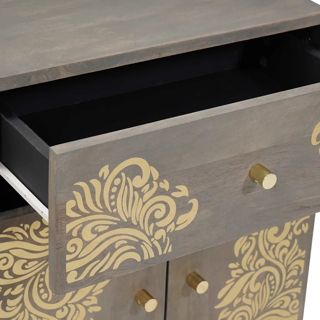 Comodino con porta con cassetto-Tavolino da notte Grigio 50 x 33 x 60 cm 156403