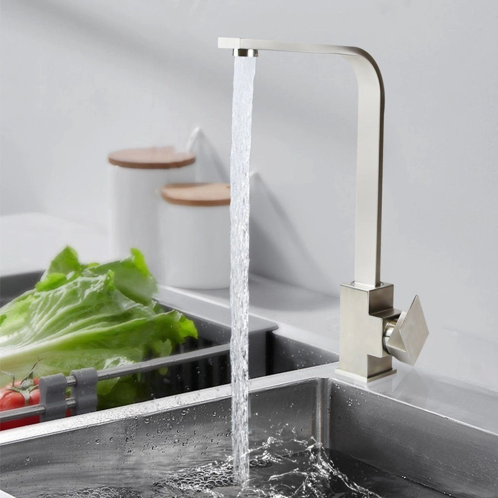 ZMH Rubinetto Cucina Miscelatore Cucina Acciaio Spazzolato 34cm Testa Girevole 360° Alta Pressione Perfetto per cucina