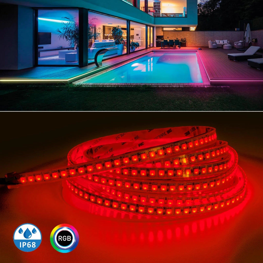 Striscia 600 LED impermeabile IP68 dimmerabile luce multicolore RGB 75W 24V decorazione esterni giardino piscina fontane