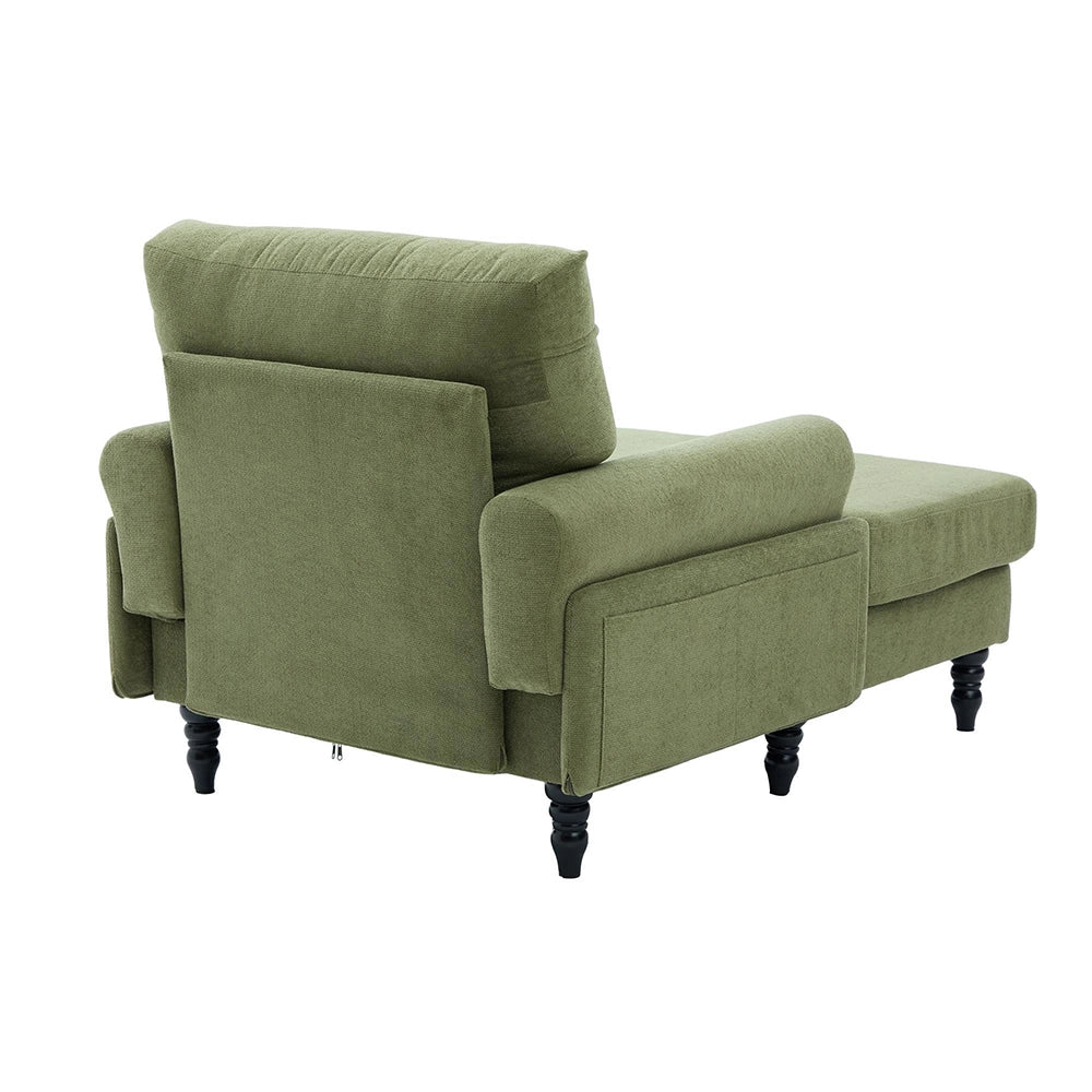 Chaise longue minimalista - Xylo - Tissuto chenille con tasche laterali