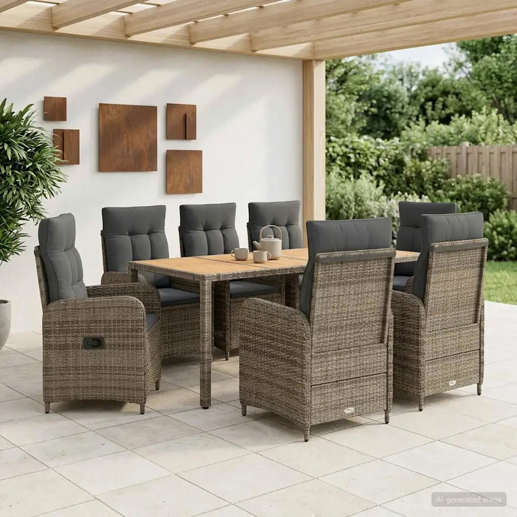 Set da pranzo per esterni 9 pz Grigio chiaro e grigio scuro 3422289