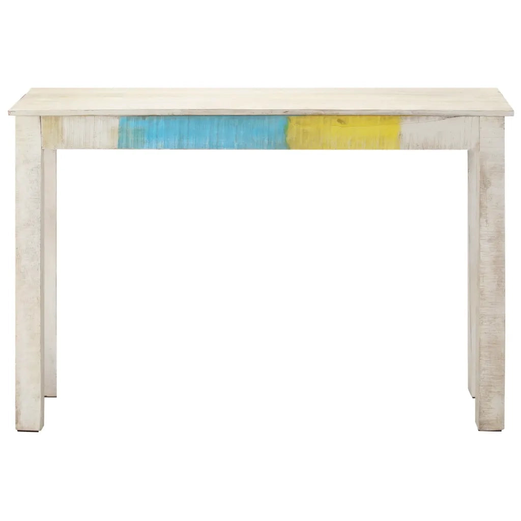 Tavolo Consolle | Tavolo d'Ingresso Bianco 115x35x77 cm in Legno di Mango Grezzo