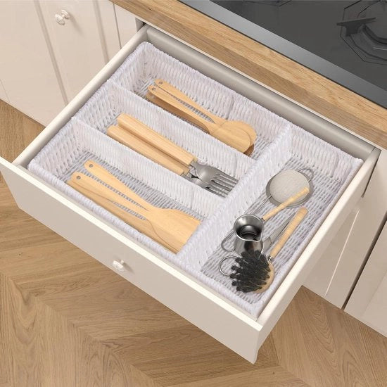 Organizzatore di accessori da cucina a maglia per contenere cordoni di carta, bianco, 35x25x5.5cm