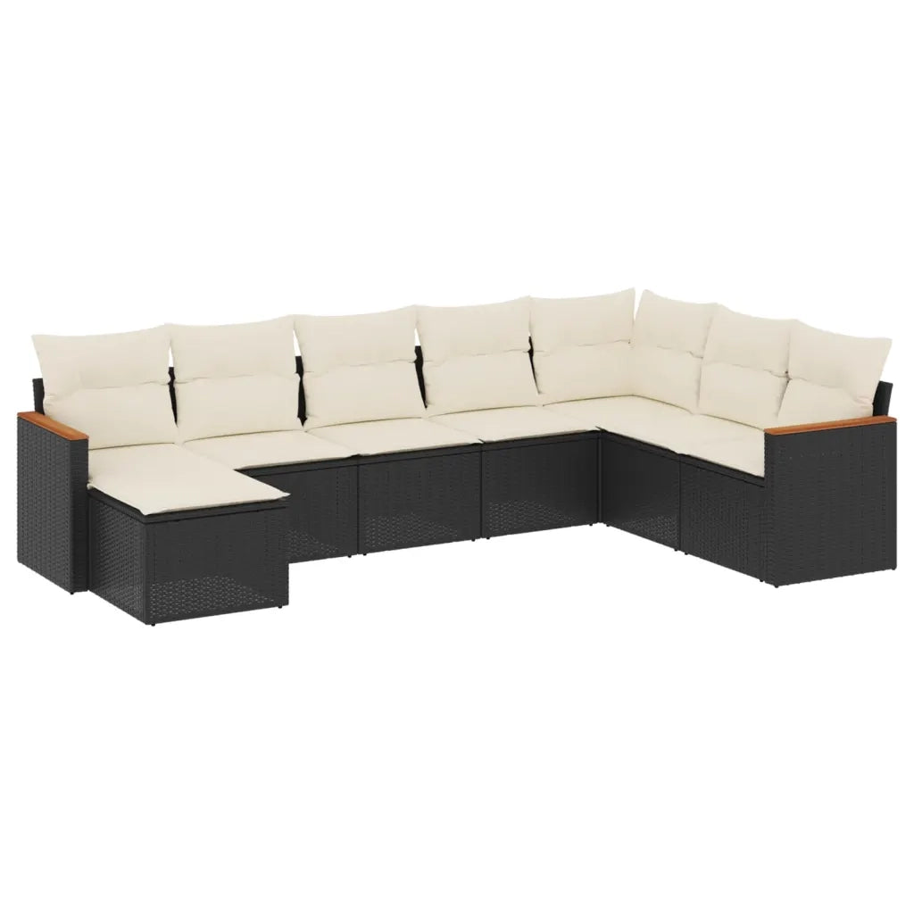 Set Divani da Giardino con Cuscini 8 pz Nero in Polyrattan 3226245
