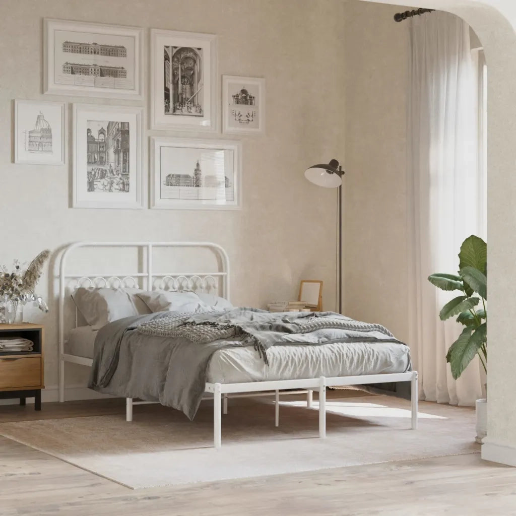 Giroletto con Testiera-Struttura Letto con testiera Metallo Bianco 120x190 cm 874439