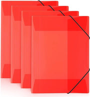 Postmap 4-segmenti A4 per scuola, cartellino plastico angolare con elastico per disegni, documenti, fogli (rosso)