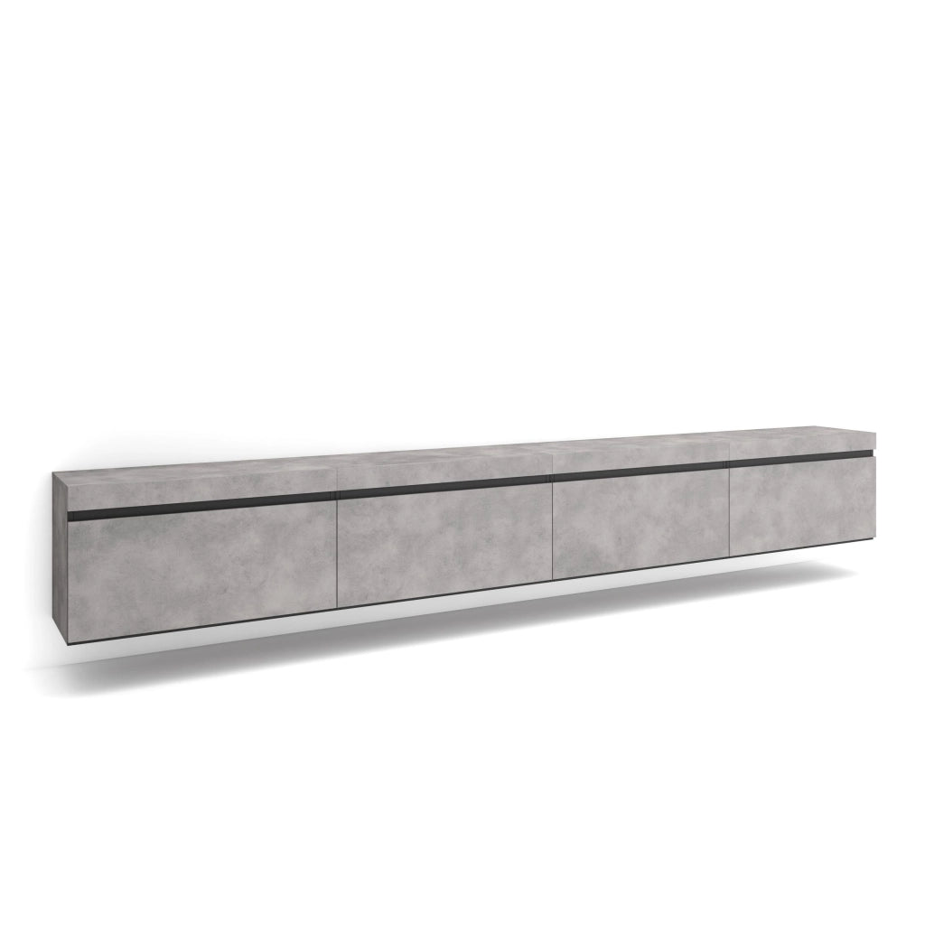 Mobile TV Soggiorno, 320x35x45cm, TV di grande formato, da appendere, grigio cemento RF3628