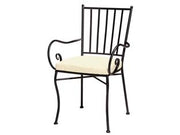 SEDIA ORTIGIA CON BRACCIOLI IN METALLO VERNICIATO E CUSCINO- - cm.45x42x88h. -