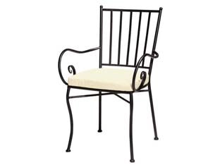 SEDIA ORTIGIA CON BRACCIOLI IN METALLO VERNICIATO E CUSCINO- - cm.45x42x88h. -