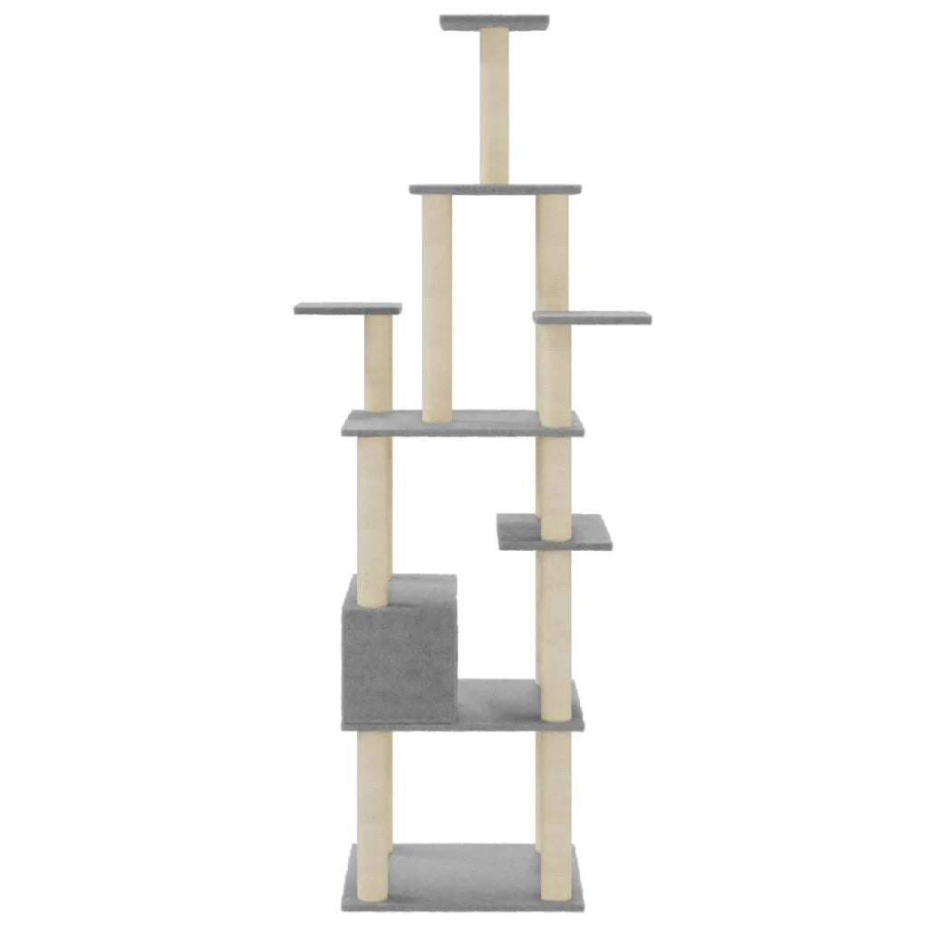 Albero per Gatti con Tiragraffi in Sisal Grigio Chiaro 183 cm 171483