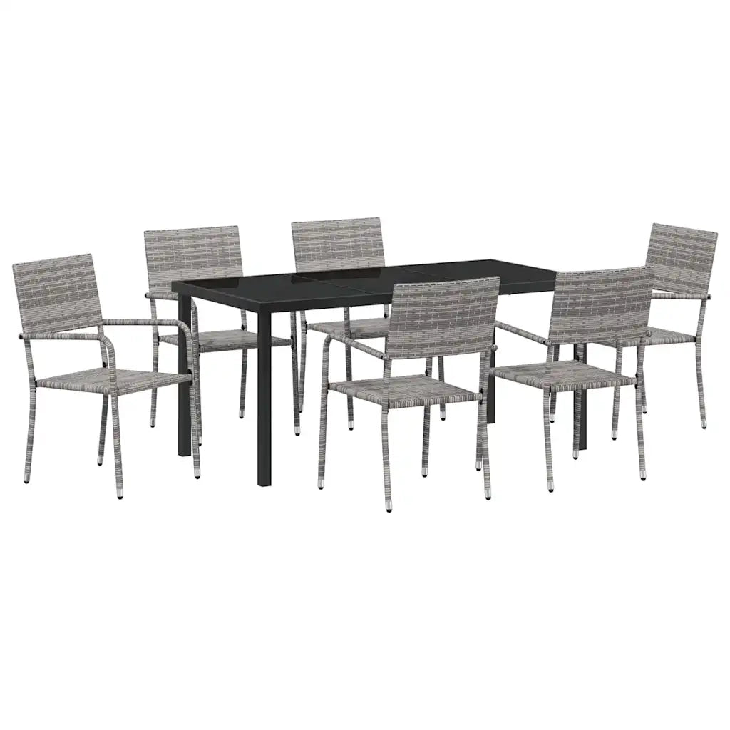 Set da Pranzo per Giardino con cuscino 7 pcs Grigio polyrattan 3380047