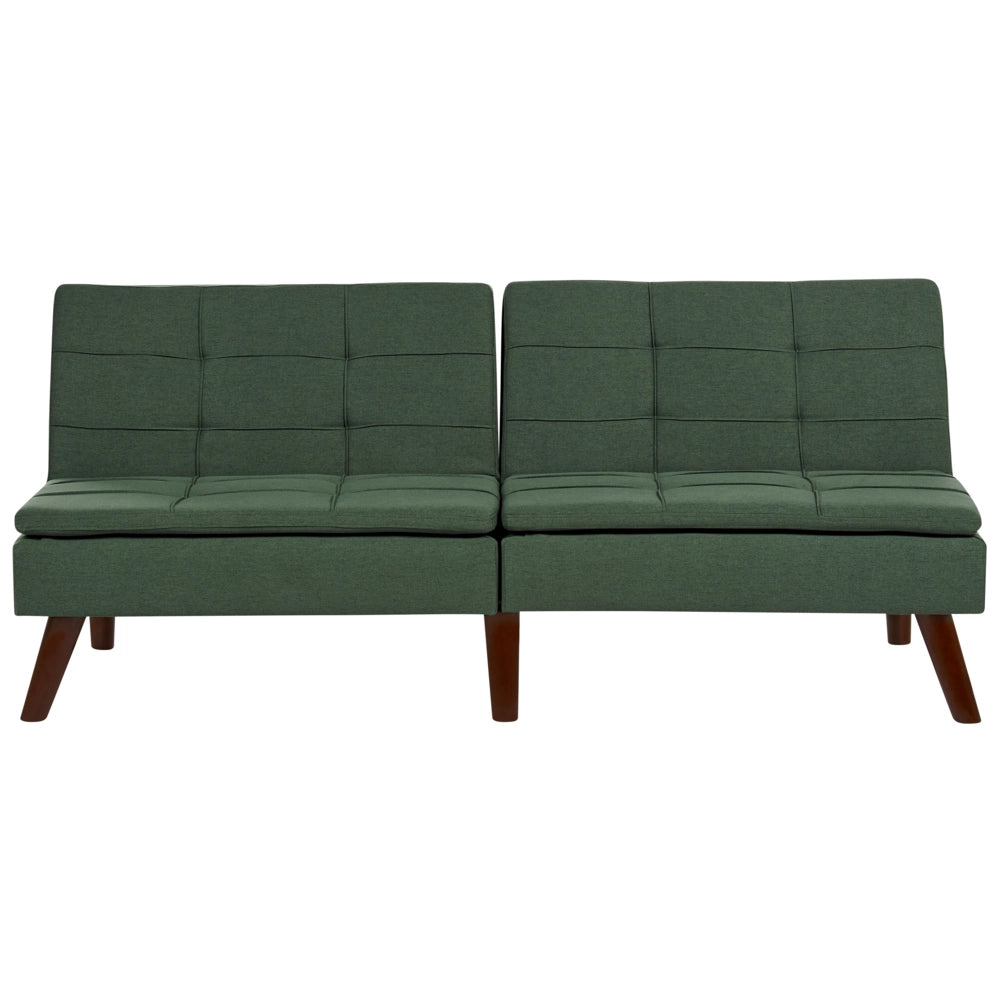 Divano letto verde a 3 posti con rivestimento trapuntato Click Clack Schienale diviso Gambe in metallo