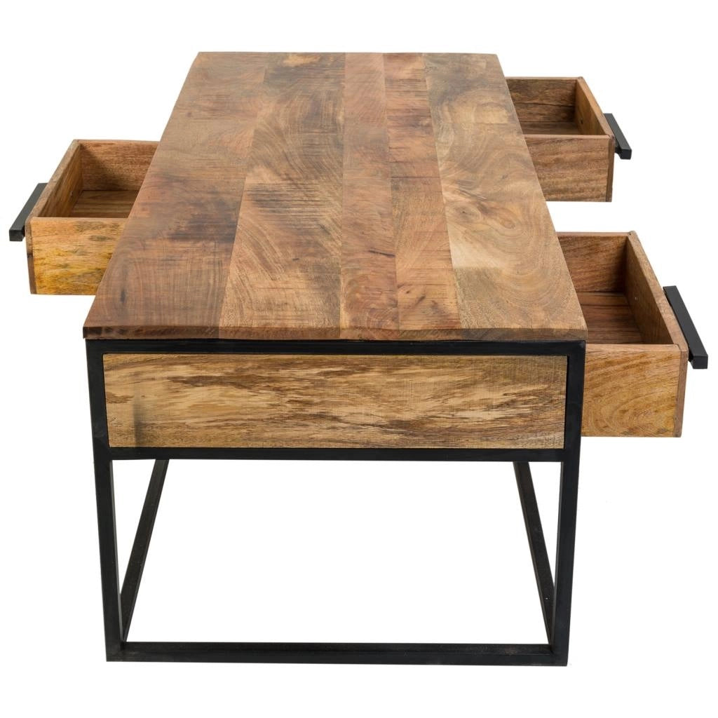 Tavolino in legno e metallo marrone 119x61x48h