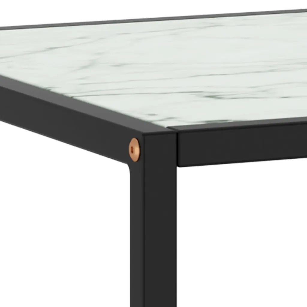 Tavolino da Salotto Nero con Vetro Marmo Bianco 100x50x35 cm  cod mxl 10349