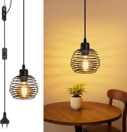 Lampada a sospensione ZMH vintage industriale nera 1 luce cavo 4.5m con spina e interruttore attacco E27 retro
