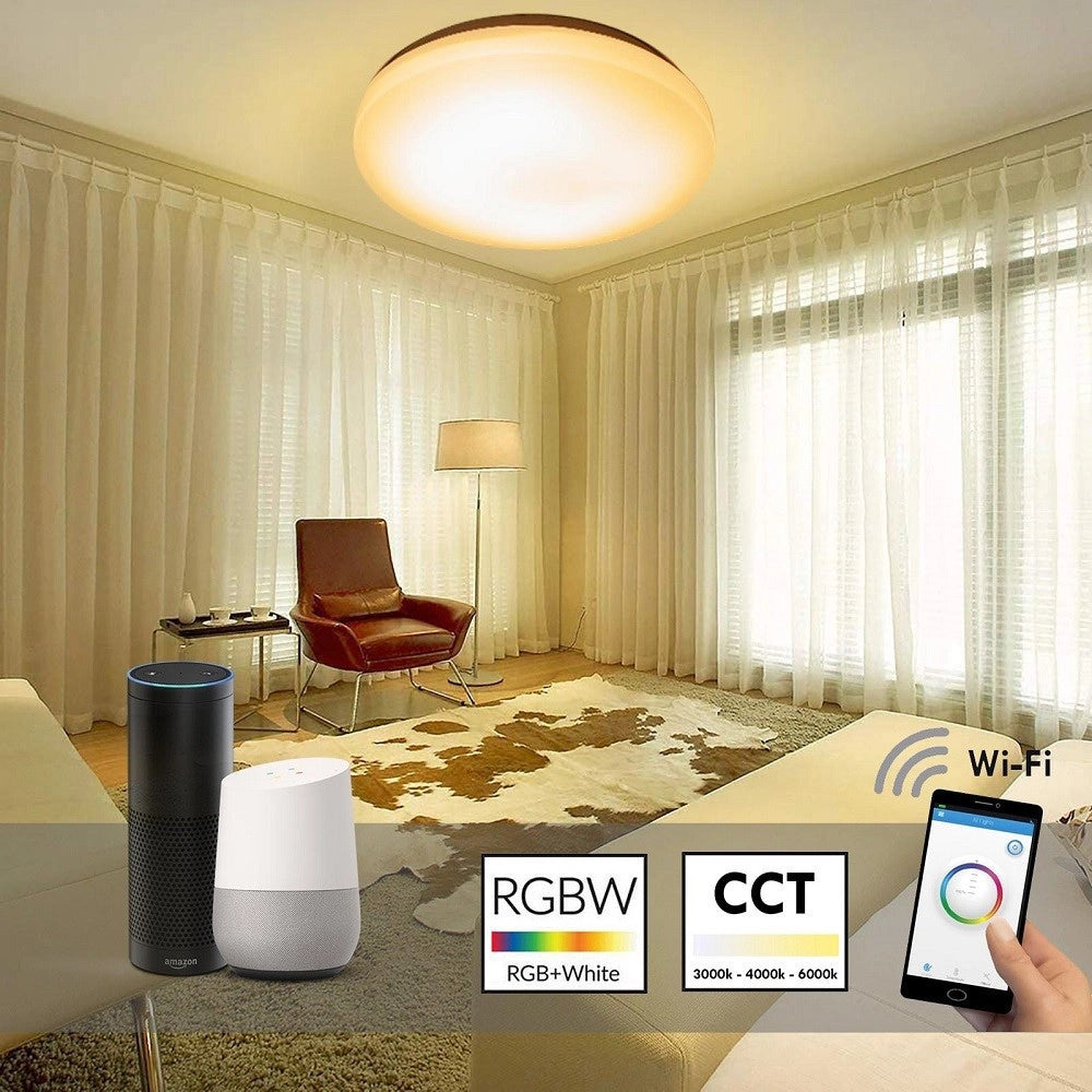 Trade Shop - Plafoniera Led Smart 20w Rgb Cct Wifi Intelligente Dimmerabile Smartphone Alexa Google -