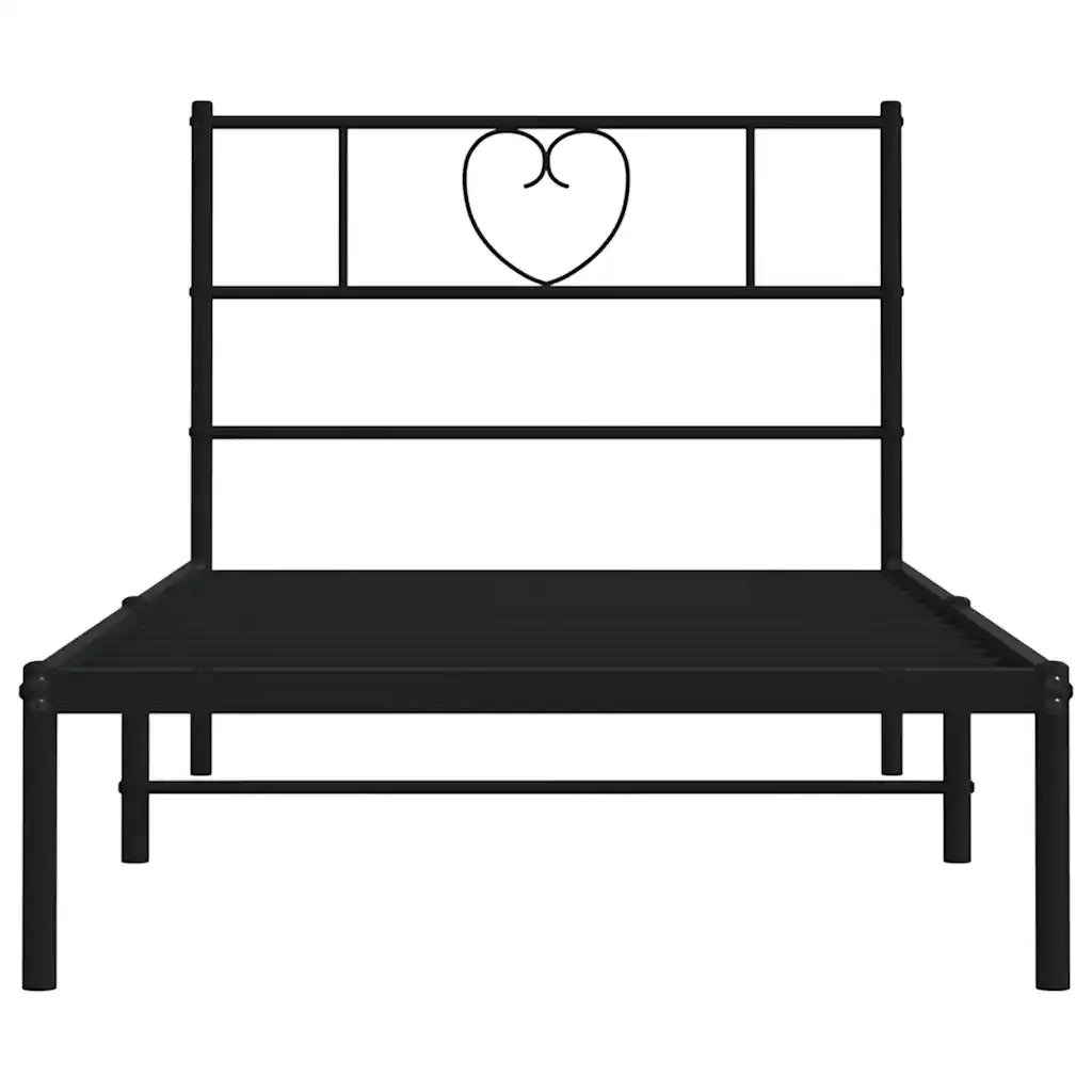 Letto singolo | Letto per adulti | Giroletto con Testiera Metallo Nero 100x200 cm