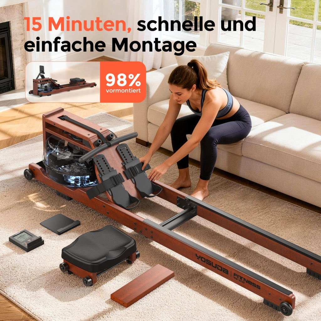Vogatore ad Acqua Pieghevole in Legno ¨C Xylo ¨C Bluetooth, Supporto Telefono, 190cm/182kg