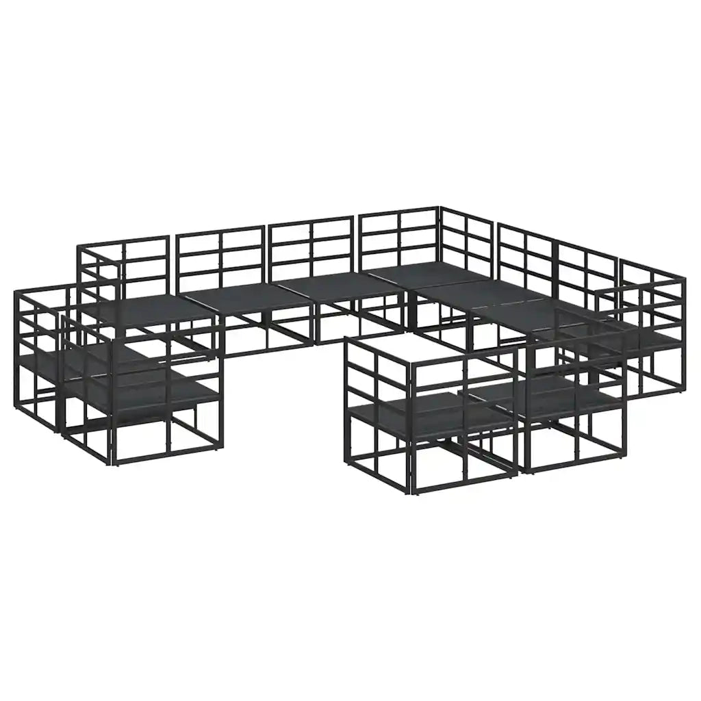 Set Divano da Giardino con cuscino 11 pcs Nero Alluminio 3378932