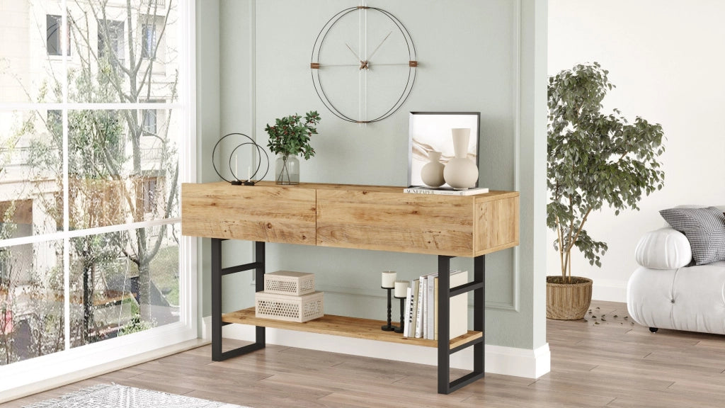 Consolle in legno "ML23" - 138 x 43 x 75 cm - Beige