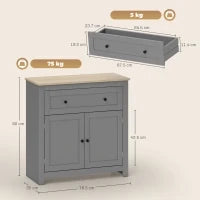 Credenza Cucina con Cassetto e Armadietto con Ripiano Regolabile, in Legno, 78.5x35x80 cm, Multicolore