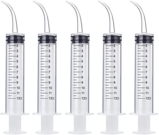 Spazzolino a spruzzo 12 ml - 5 pezzi - Punta curva - Qualità medica - Riciclabile - Per irrigazione orale - Spazzolino a spruzzo per irrigazione dentale