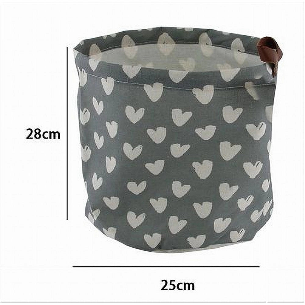 Trade Shop - Cesto Porta Oggetti Con Cuori In Tessuto Con Manico Bagno Cucina 25x28cm 10612 -