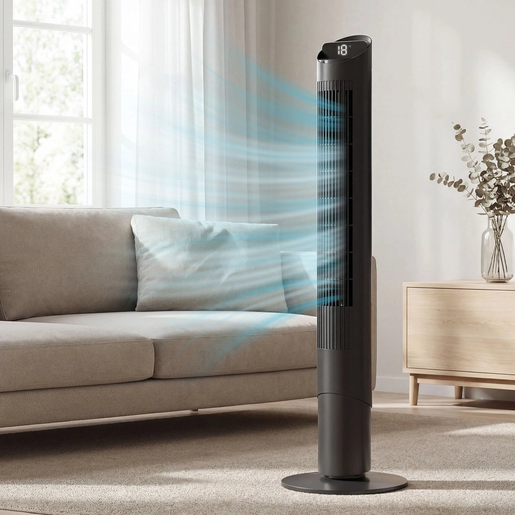 Ventilatore Torre 116 cm ¨C zephmum ¨C Nero, WiFi App Controllo