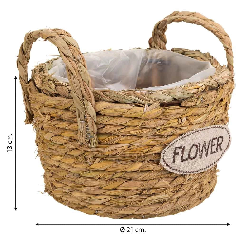 Cesto in corda intrecciata marrone d21x13h