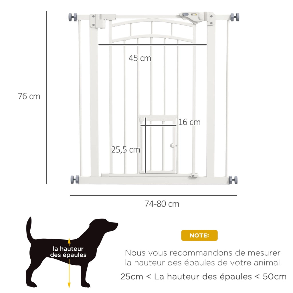 Cancelletto di Sicurezza per Animali ¨C Xylo ¨C 74-80 cm Nero Acciaio Chiusura Automatica