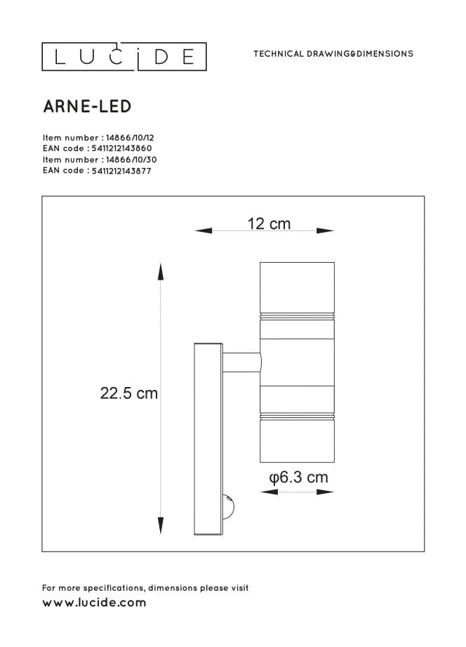 Lucide Applique esterna ARNE-LED GU10 2x5W 2700K IP44