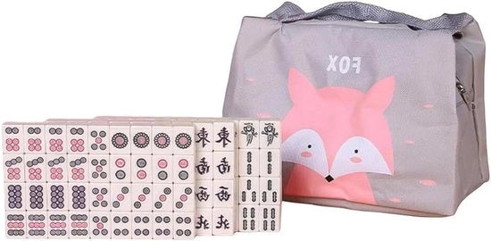 Gioco da Tavolo di Mahjong Tradizionale Cinese con 144 Minicarte Incise - Gioco di Società - Regalo - Mahjong con Dimensioni Ridotte