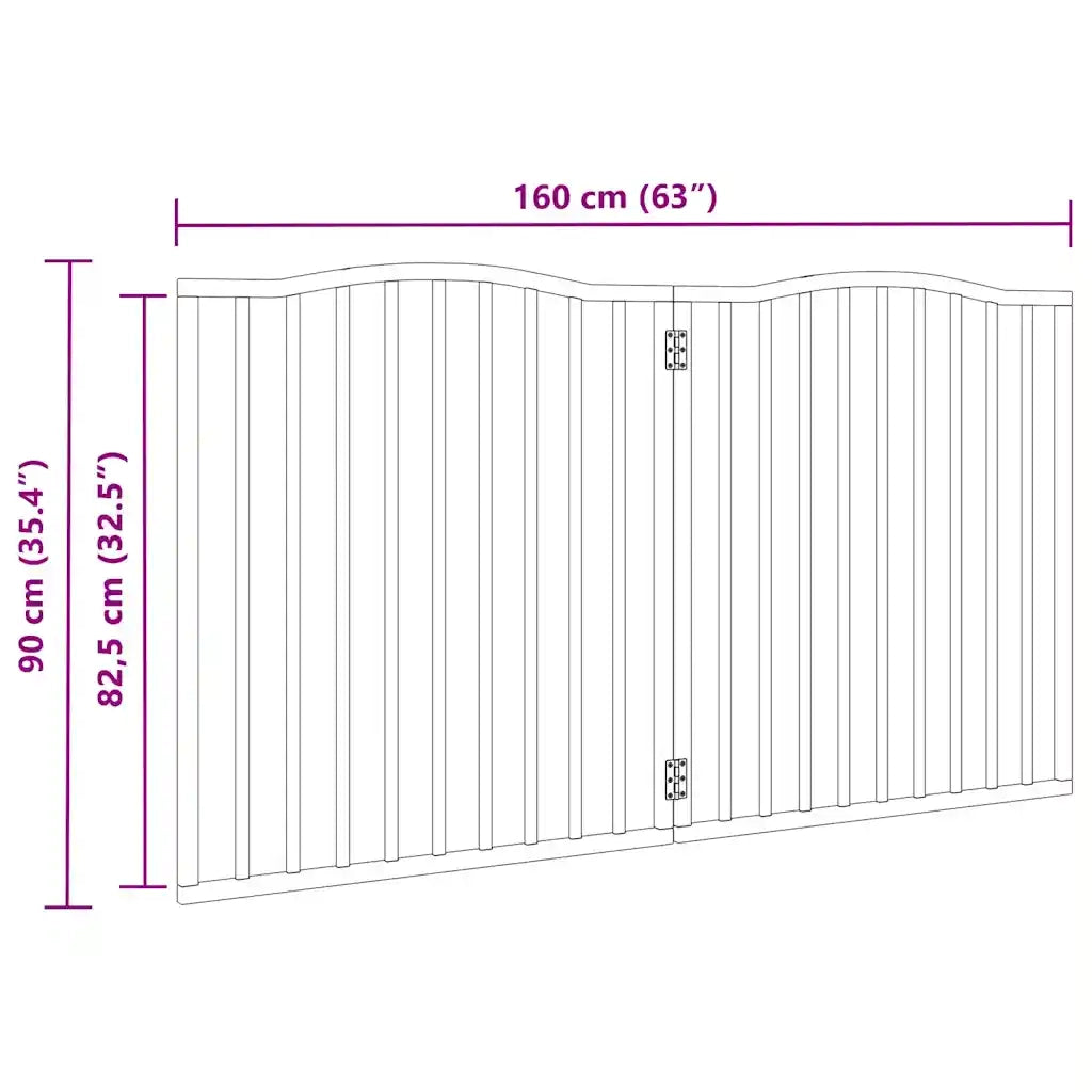 Cancello per Cani Pieghevole 2 Pannelli Nero 160cm Legno Pioppo CFW7463201
