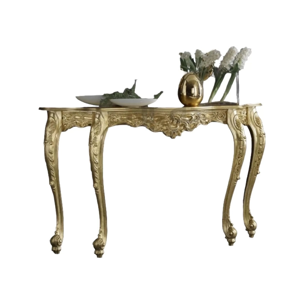 Consolle barocca in foglia oro misura  l.145 x h. 86 x p. 39 - Mobili 2G
