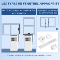 Climatizzatore Portatile 10000 BTU/h, Ventilatore, Deumidificatore per Stanze fino a 22 m², Telecomando, Timer, Bianco