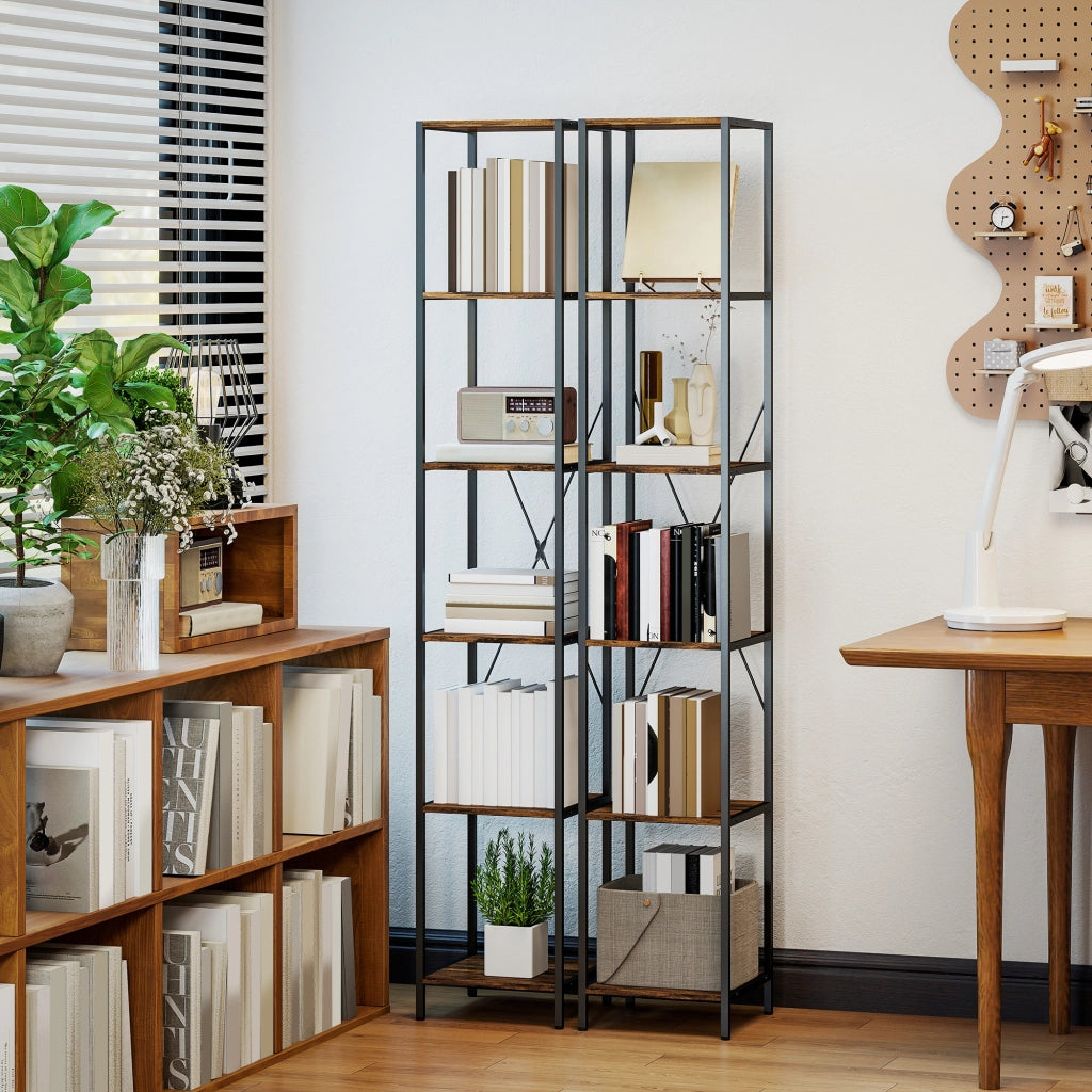 Libreria 6 Livelli in Legno Rustico ¨C Zephmum ¨C Marrone 80x30x180 cm
