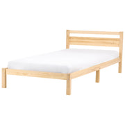 Letto singolo in legno di Pino chiaro con Rete a Doghe 120 x 200 cm Testiera a doghe minimalista