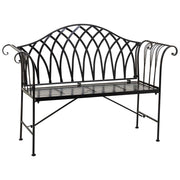 Panca in ferro battuto nera 110x50x88h