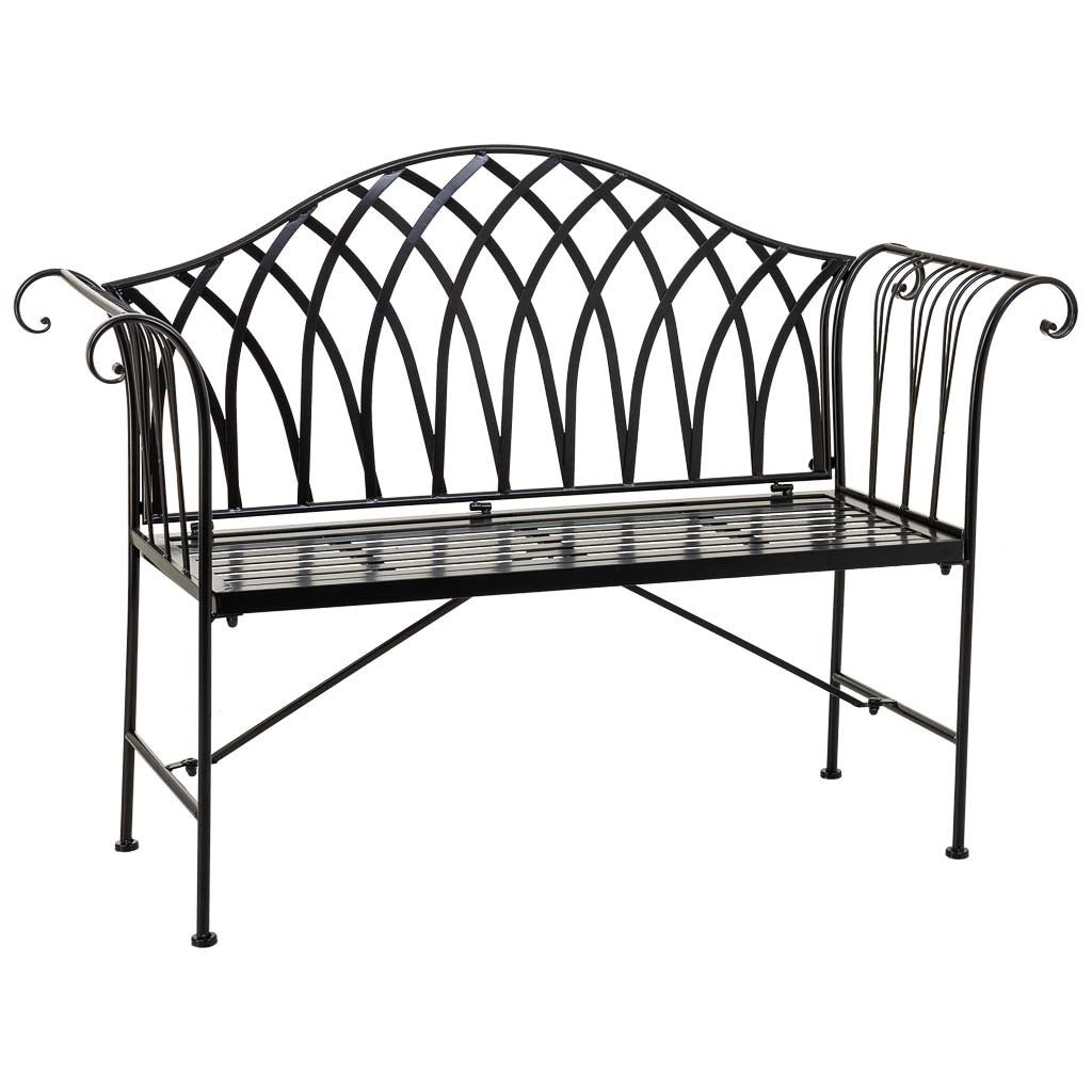 Panca in ferro battuto nera 110x50x88h