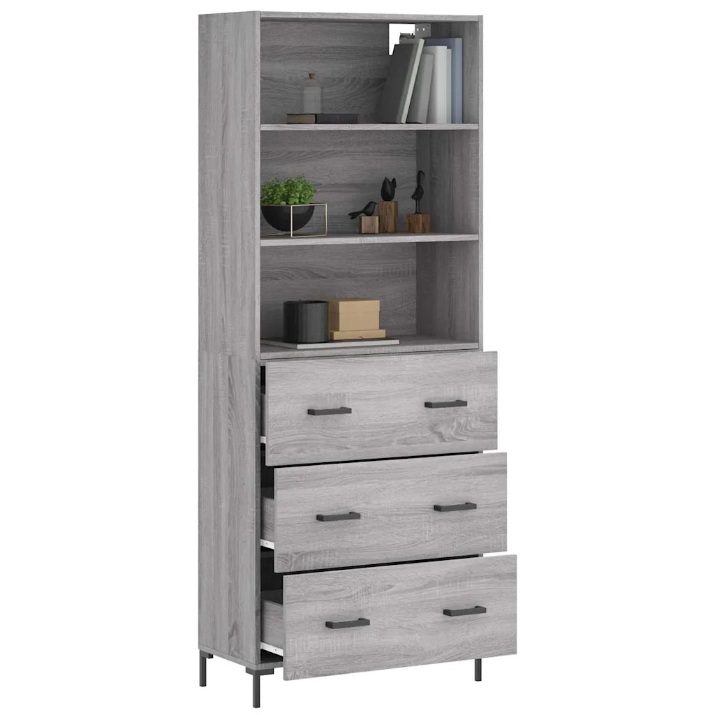 Credenza-Buffet-Armadio da cucina Grigio Sonoma 69,5x34x180 cm in Legno Multistrato 247729