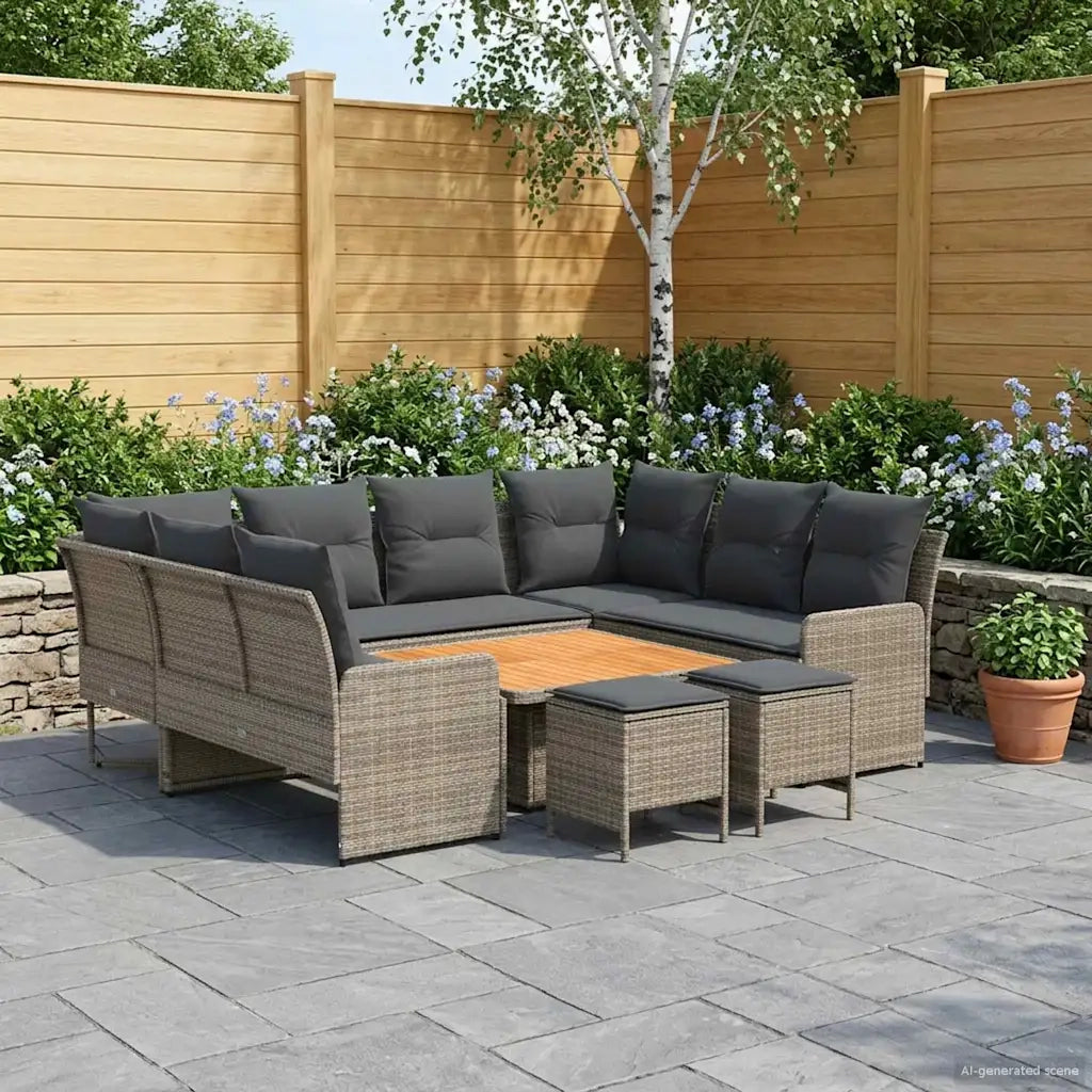 Set di Mobili 8 pcs Grigio e Grigio Scuro Rattan in PE 3422197