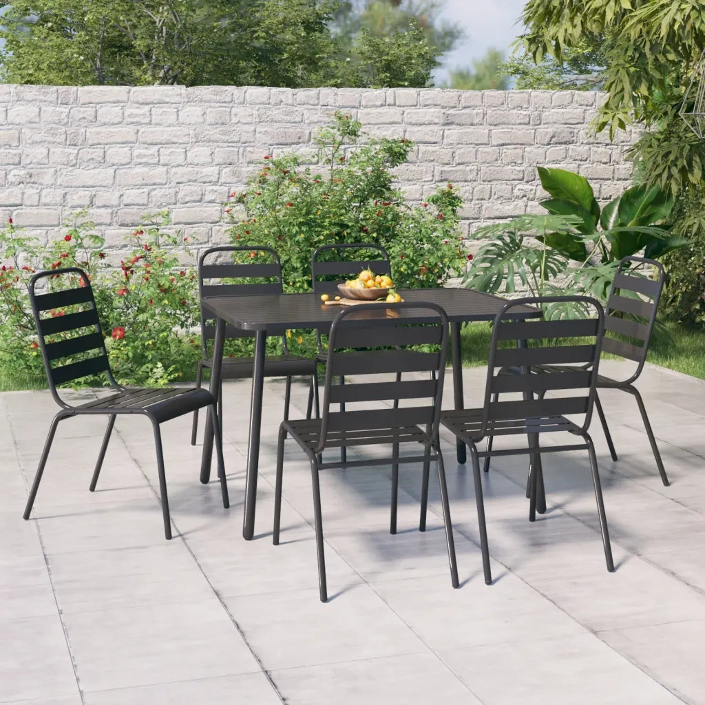 Set da Pranzo da Giardino 7 pz in Acciaio Antracite