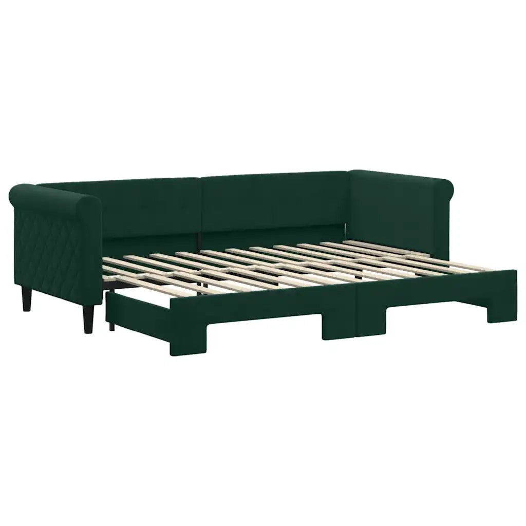 Divano Letto con Letto Estraibile Verde Scuro 80x200cm Velluto 3197766