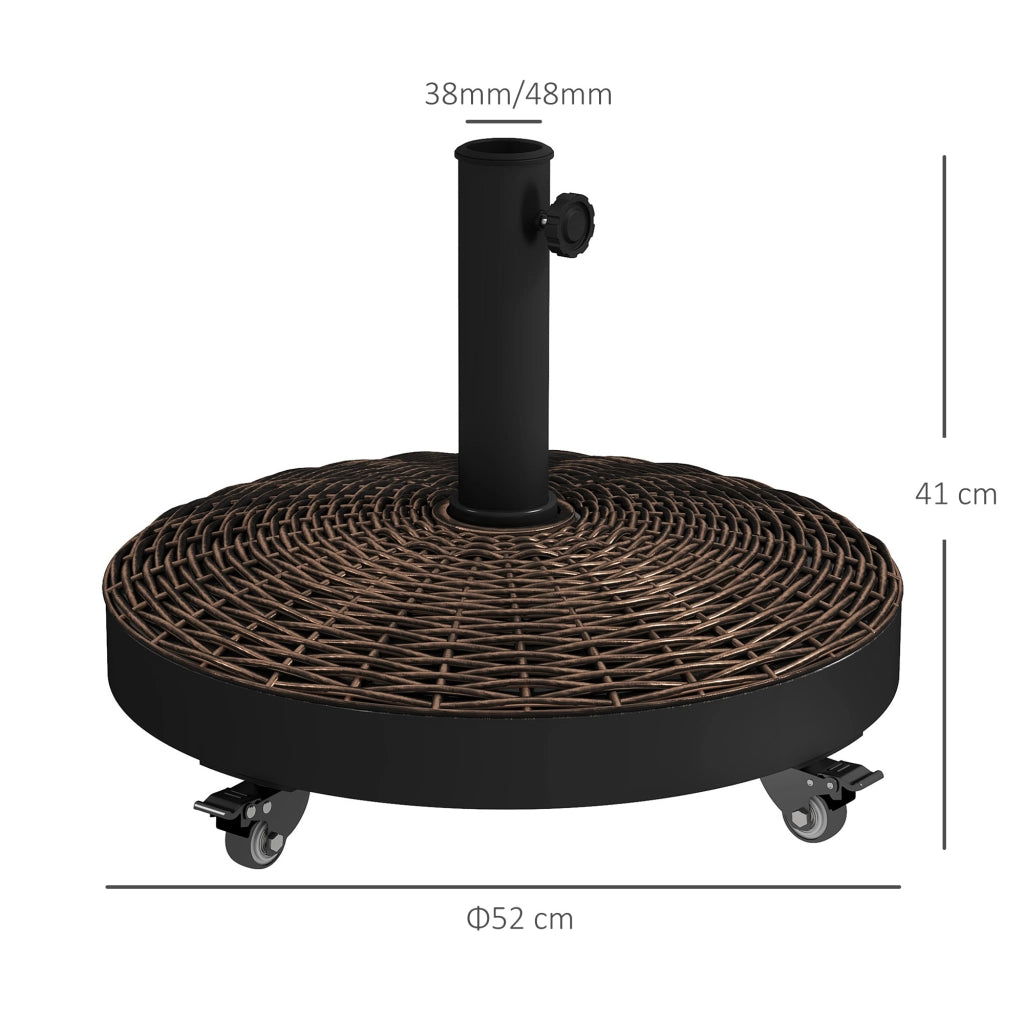Base per Ombrellone da Giardino Rotonda con Ruote ¨C Zephmum ¨C Acciaio e Resina, Bronzo e Nero, ?52x41 cm