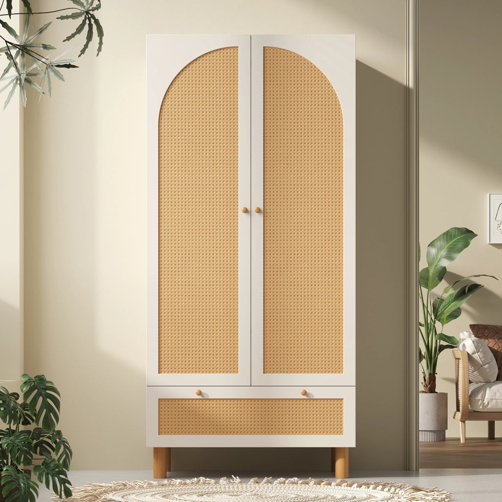 Armadio con 2 ante, ripiani regolabili e barra appendiabiti, per camera da letto e ingresso, bianco, 180,5 × 85,5 × 52 cm