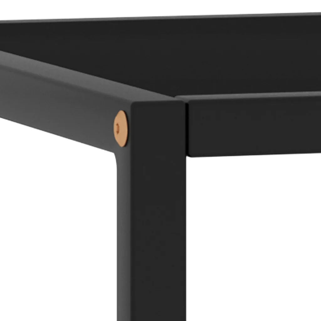Tavolino da Salotto Nero con Vetro Nero 90x90x50 cm 322912