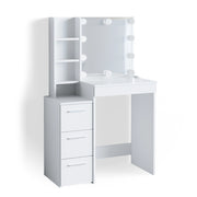 Vicco Tavolo da toeletta Bianco 80 cm con illuminazione a LED